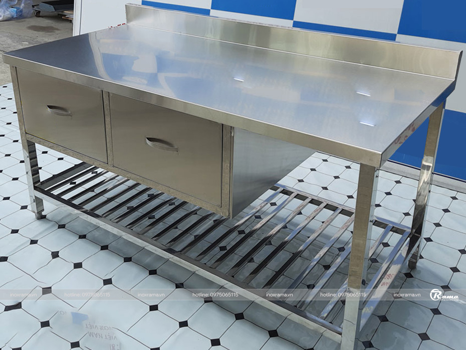 Bàn bếp inox có hộc