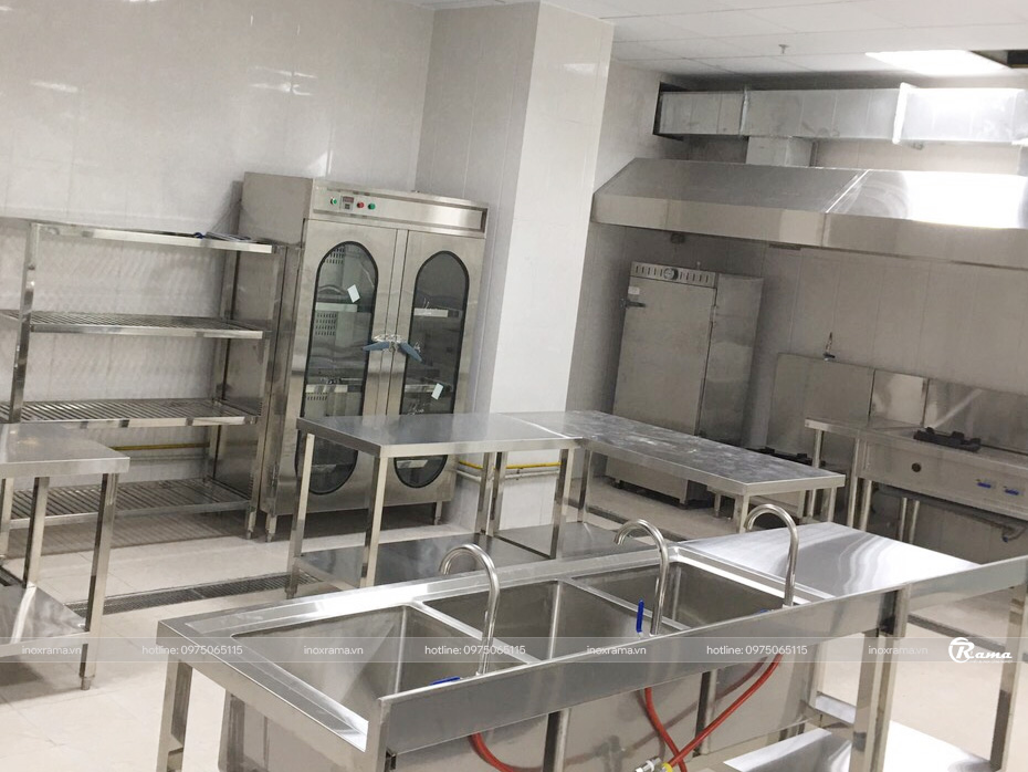 Bàn bếp inox chữ L 