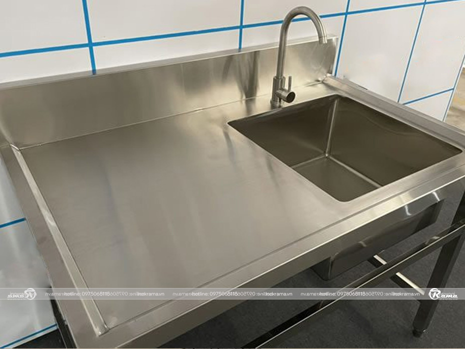 Chậu rửa công nghiệp 1 hố có bàn lệch trái