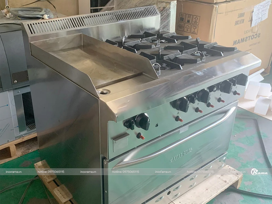Bếp âu 4 họng có lò nướng, có rán phẳng dùng gas OB4GG1BWO-17
