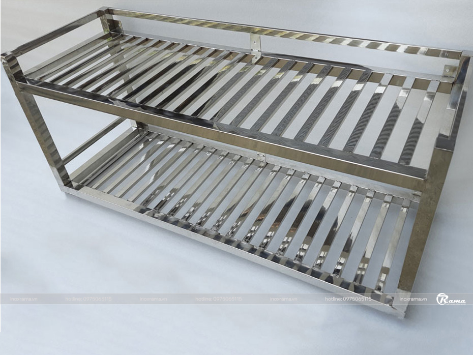 Giá nan inox treo tường 2 tầng