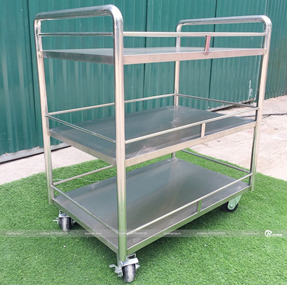 Xe đẩy inox 3 tầng