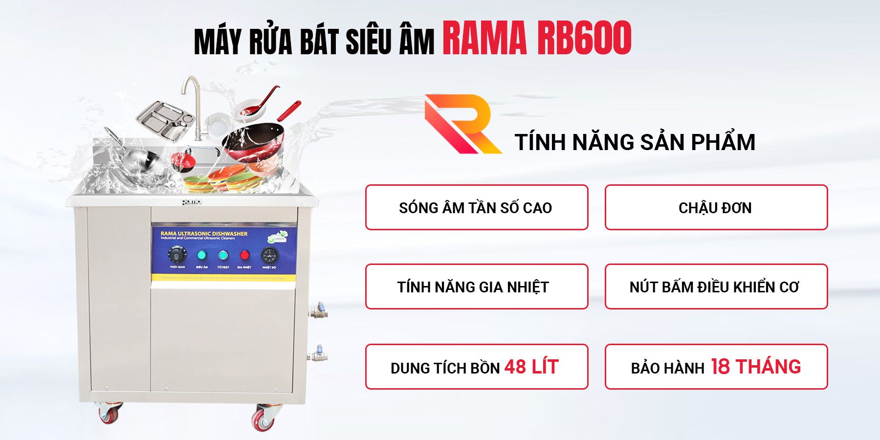 Máy rửa bát bằng sóng siêu âm Rama RB600