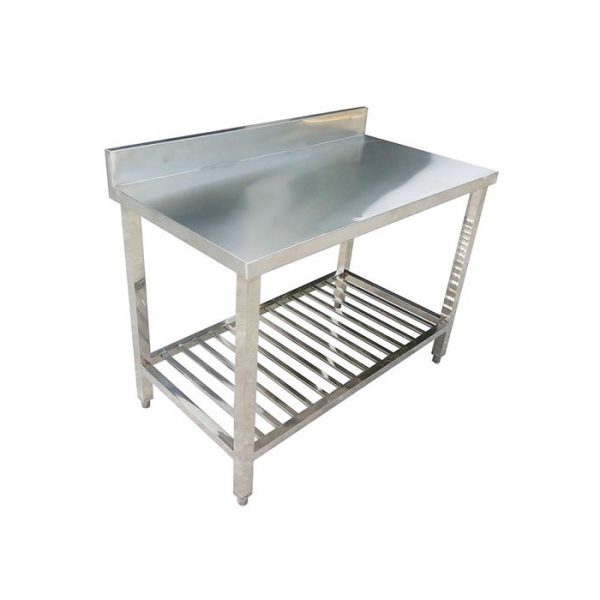 Bàn sơ chế thực phẩm 2 tầng có vách sau