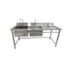 Chậu rửa công nghiệp 2 hố có lỗ xả rác