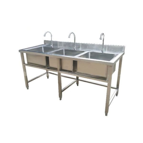 Chậu rửa inox công nghiệp 3 hố